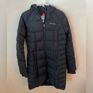 Columbia Navy Blue Long Puffy Coat with Omni Heat - Size M